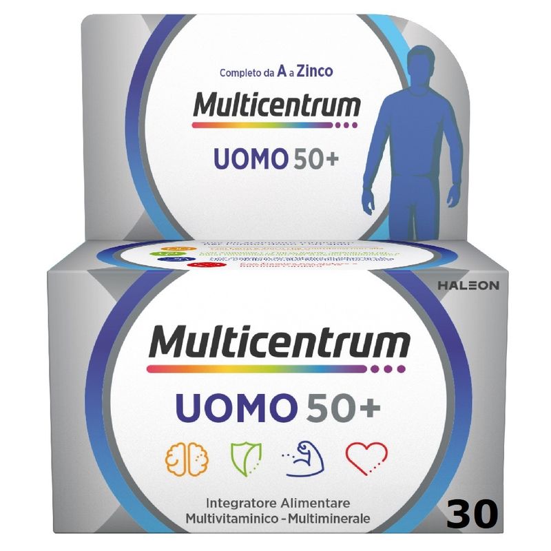 Multicentrum Uomo 50+ Integratore Alimentare Multivitaminico Vitamina D3 C B Zinco Magnesio 30 Cpr-1