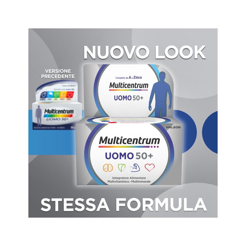 Multicentrum Uomo 50+ Integratore Alimentare Multivitaminico Vitamina D3 C B Zinco Magnesio 60 Cpr-2