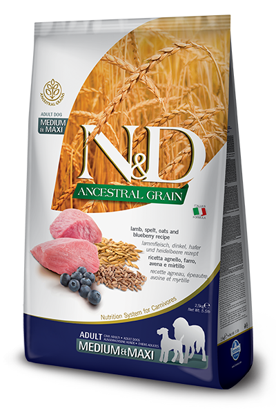 Farmina N&D Ancestral Grain Agnello E Mirtillo Cani Adulti Taglia Media E Grande Sacco 2,5kg-1