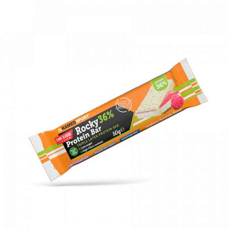 Named Sport Rocky 36% Barretta Proteica Ricoperta Di Cioccolato bianco Gusto Cheesecake al lampone 5-1