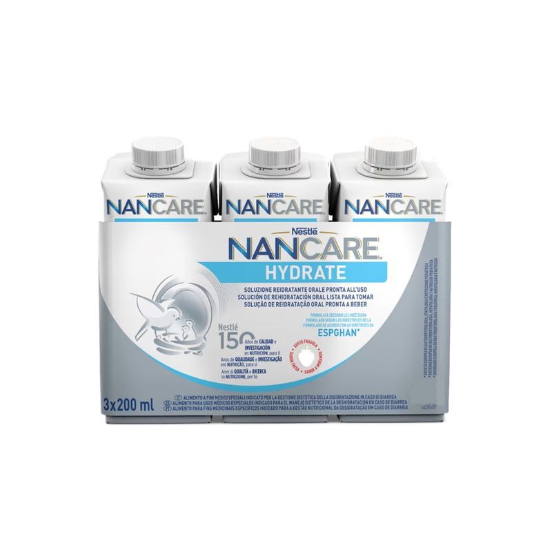 Nestlé Nancare Hydrate Alimento A Fini Medici Speciali Alla Fragola 3 Brick Da 200ml-1