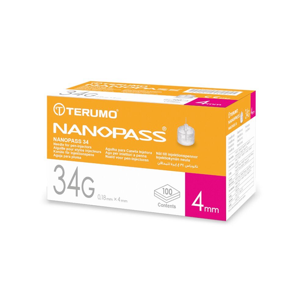 Ago Per Penna Da Insulina Nanopass Gauge 34 Lunghezza 4mm 100 Pezzi T-2