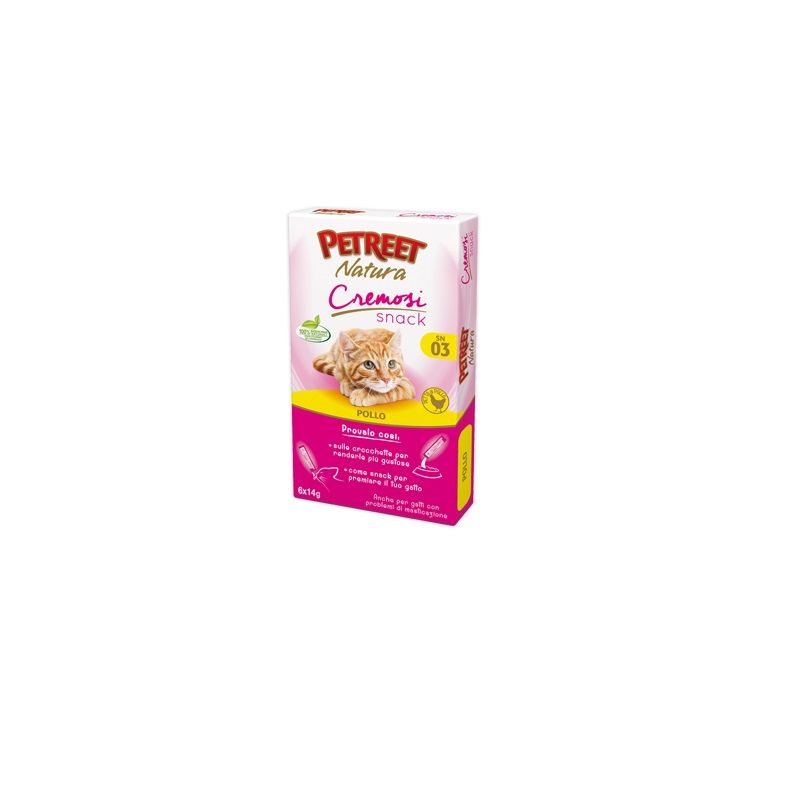 Petreet Natura Cremosi Snack Pollo snack per gatti adulti 6 pezzi-1