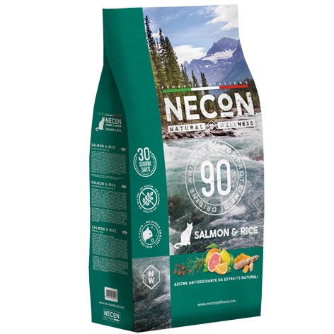 Necon Natural Wellness Adulti Salmone/Riso Alimento Completo Per Gatti Adulti Sacco1,5kg-1