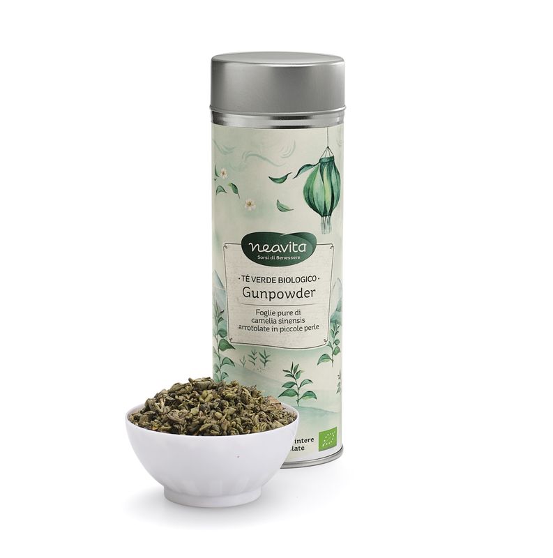 Neavita Gunpowder Tè verde biologico in foglie 100g silver tin-1