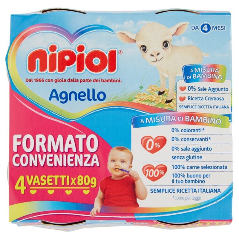 Nipiol Omogeneizzato Agnello 4x80g 4Mesi+-1