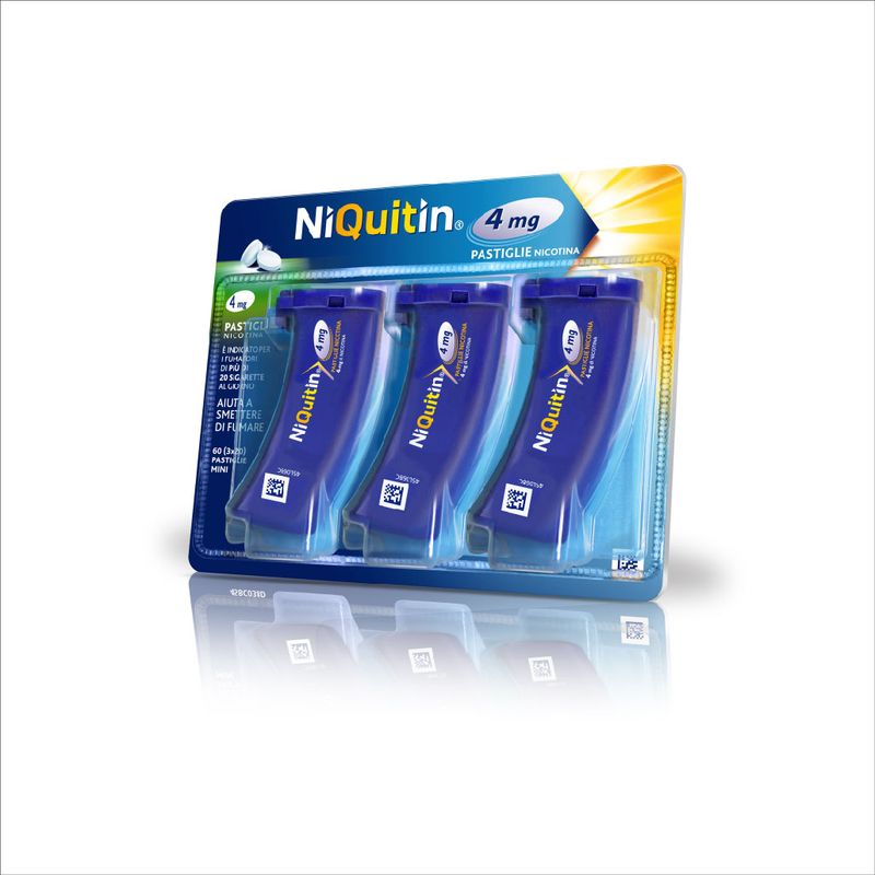 NiQuitin 4mg pastiglie nicotina mini per smettere di fumare 60 pastiglie mini (3x20)-1
