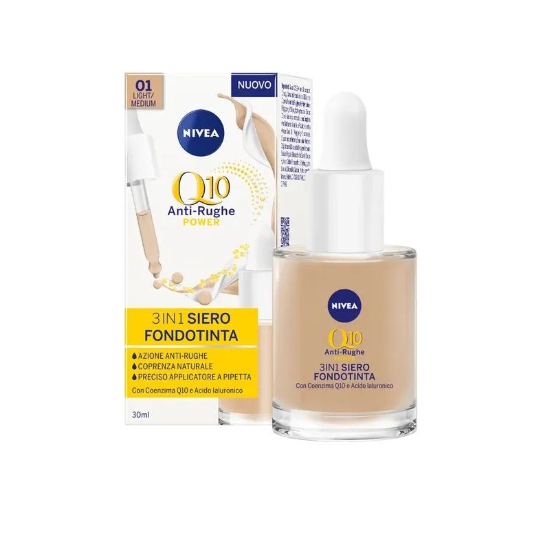 Nivea Face Q10 Power Antirughe 3In1 Siero Fondotinta Light/Medium 30ml-1