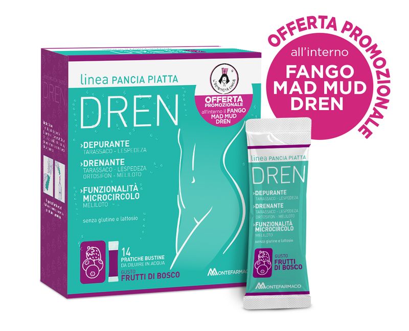 Pancia Piatta Dren gusto Frutti di Bosco 14 stick pack +Fango Attivo Cellulite 100ml-1