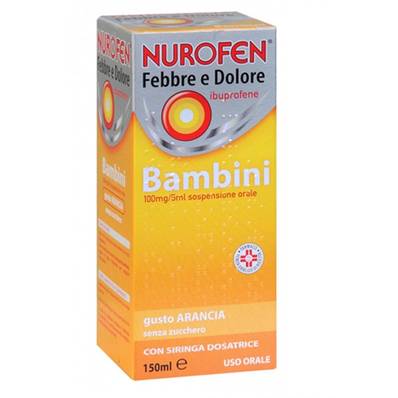 Nurofen Febbre e dolore bambini 100mg/5ml gusto arancia 150ml-1