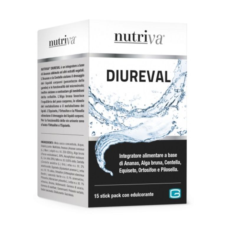 Nutriva Diureval per il drenaggio dei liquidi corporei 15 stick pack-1