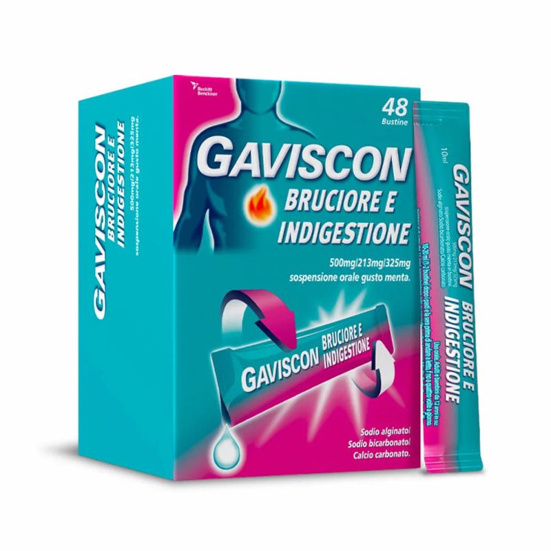 Gaviscon Bruciore e Indigestione sospensione orale gusto menta 48 bustine-1