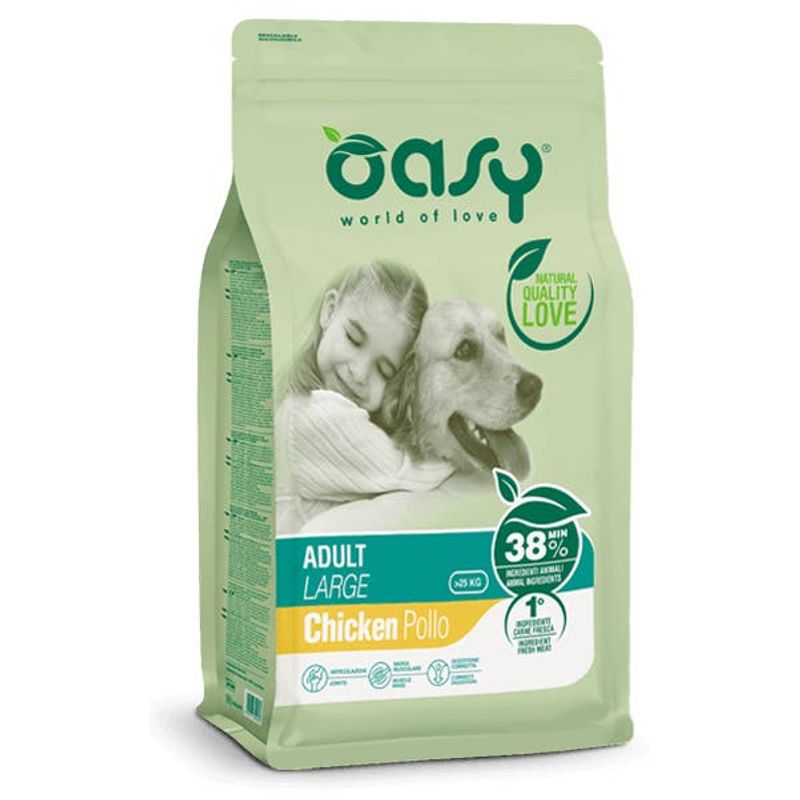 Oasy Dry Crocchette Di Pollo Per Cani Adulti Taglia Grande Sacco 12kg-1