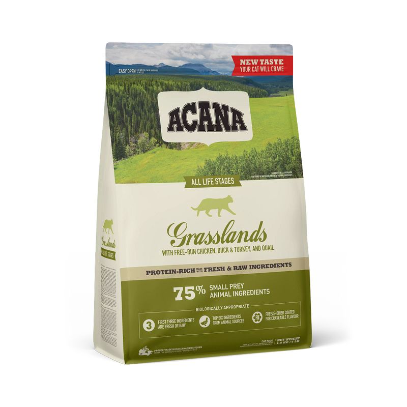 Acana Gatto Grasslands All Life Stages Crocchette Pollo E Anatra Sacco 1,8kg-1