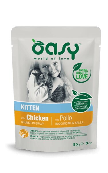 Oasy Bocconcini Di Pollo Per Gattini Busta 85g-2