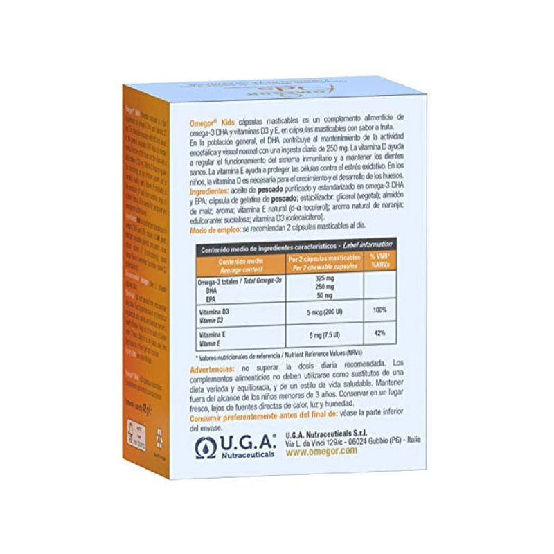 Omegor Kids con Omega-3 DHA e vitamine 60 capsule masticabili gusto tutti i frutti-2