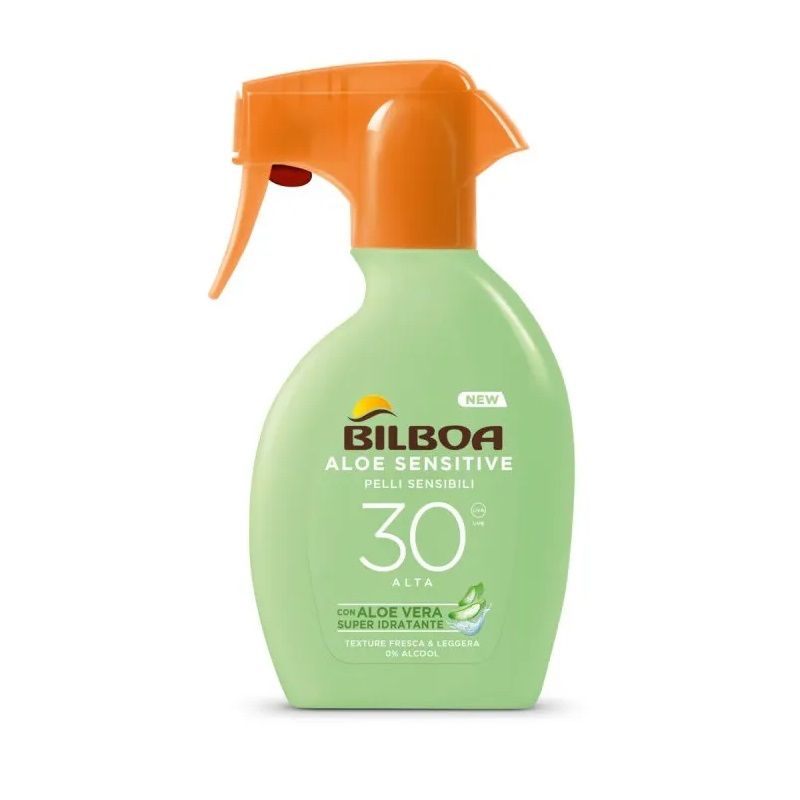 Bilboa Aloe Sensitive Pelli Sensibili Trigger Solare Corpo SPF30 250ml-1