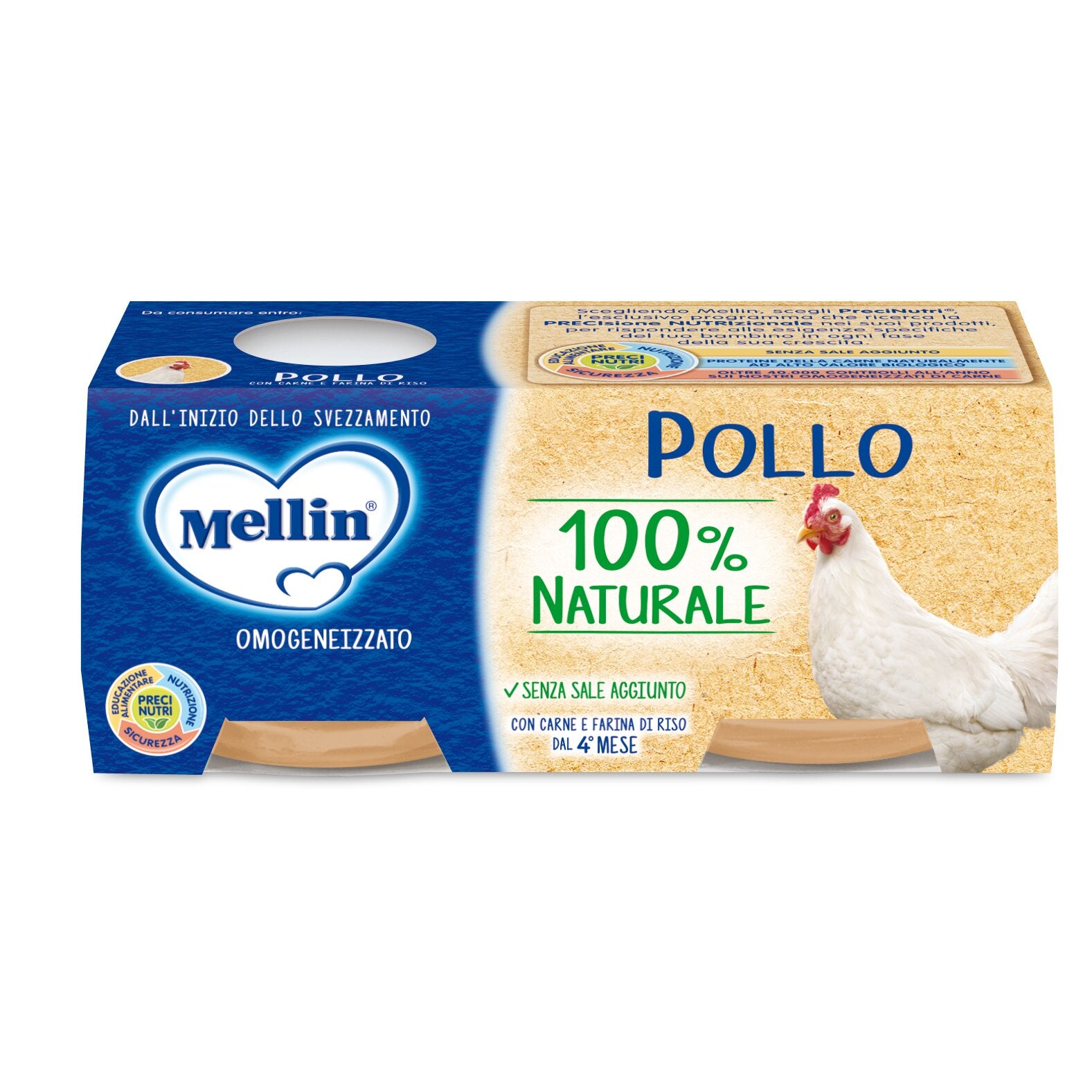 Mellin Omogeneizzato Pollo 4mesi+ 2x120g-2