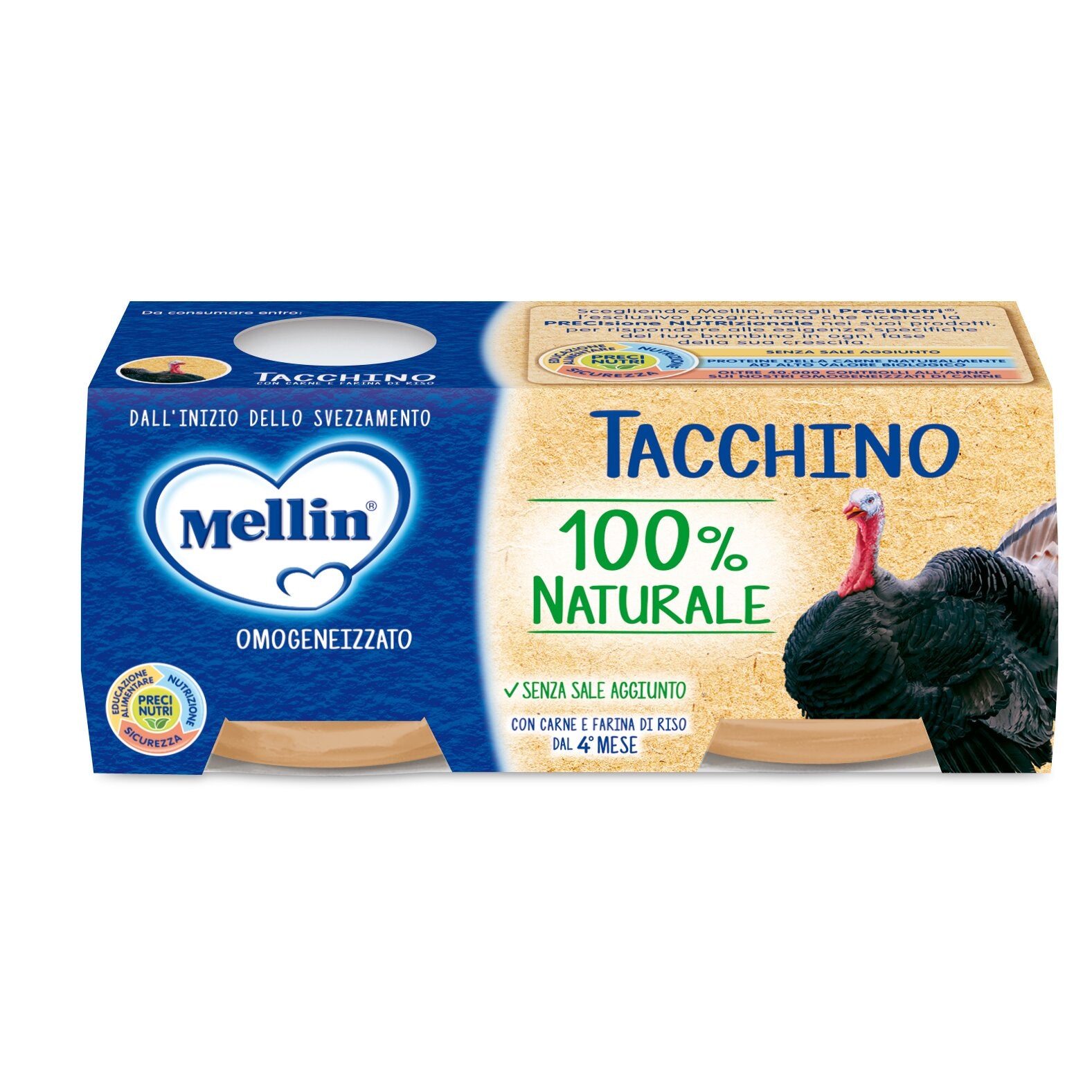 Mellin Omogeneizzato Tacchino 4mesi+ 2x80g-2