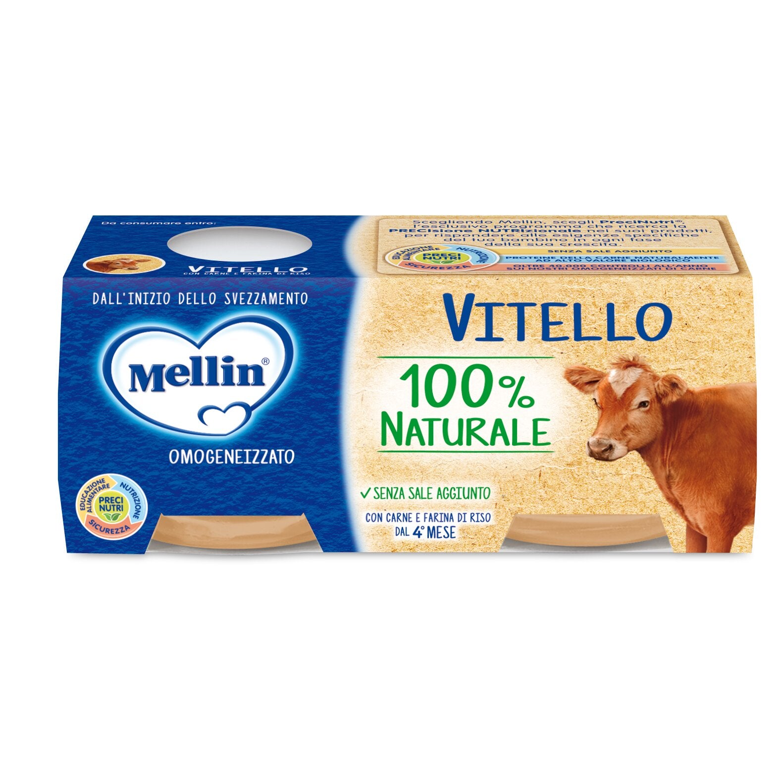 Mellin Omogeneizzato Vitello 4M+ 2x80g-2