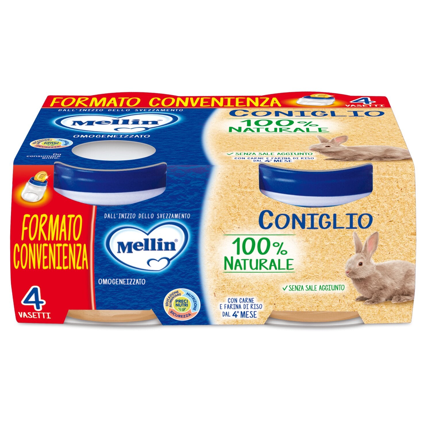 Mellin Omegenizzato Coniglio 4 vasetti 320g-2