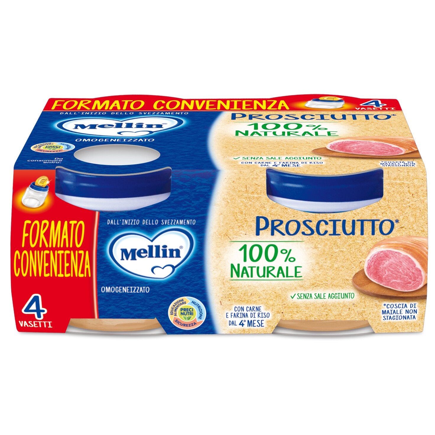 Mellin Omogeneizzato Prosciutto 80g x 4 vasetti-2