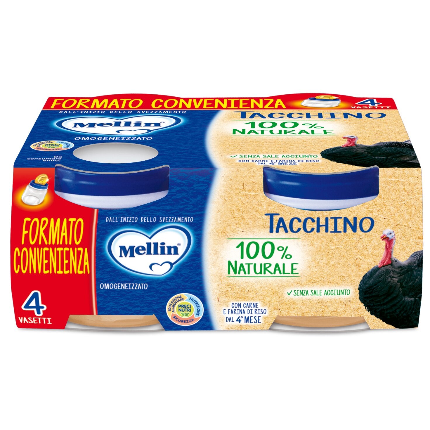 Mellin Omogeneizzato Tacchino 80g x 4 vasetti-2