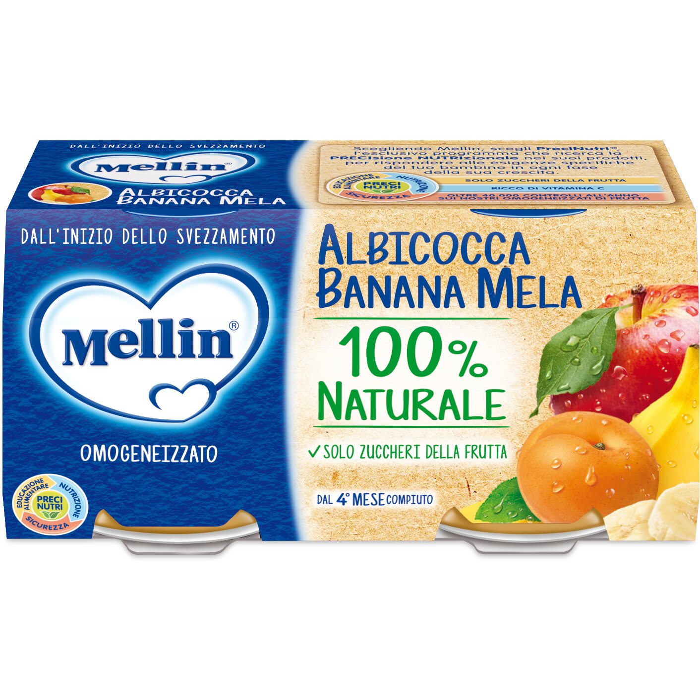 Mellin Omogeneizzato Albicocca Banana Mela 2x100g-2