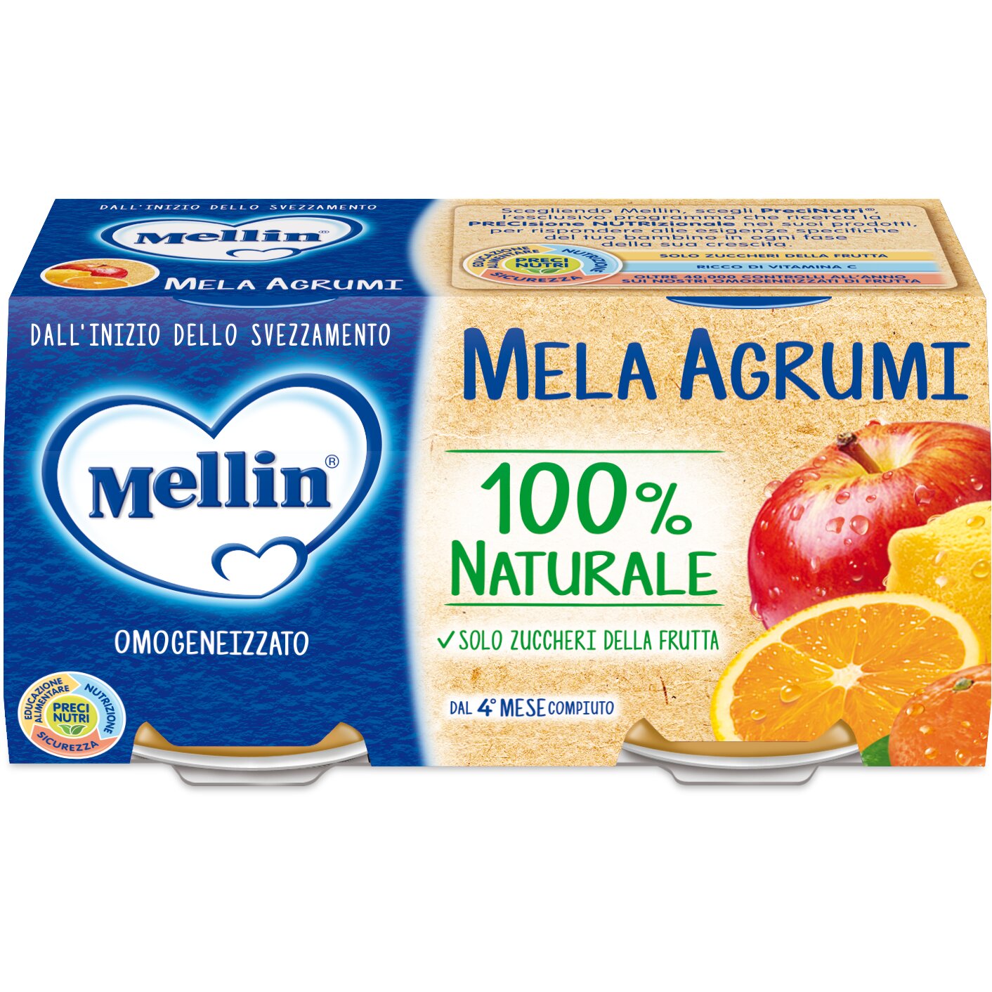 Mellin Omogeneizzato Mela Agrumi 2 Vasetti X100g-2