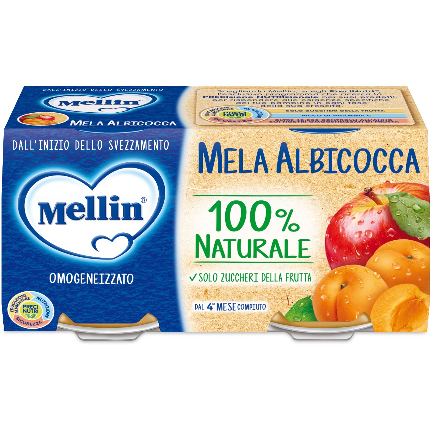 Mellin Omogeneizzato mela e albicocca 2 x100g-2