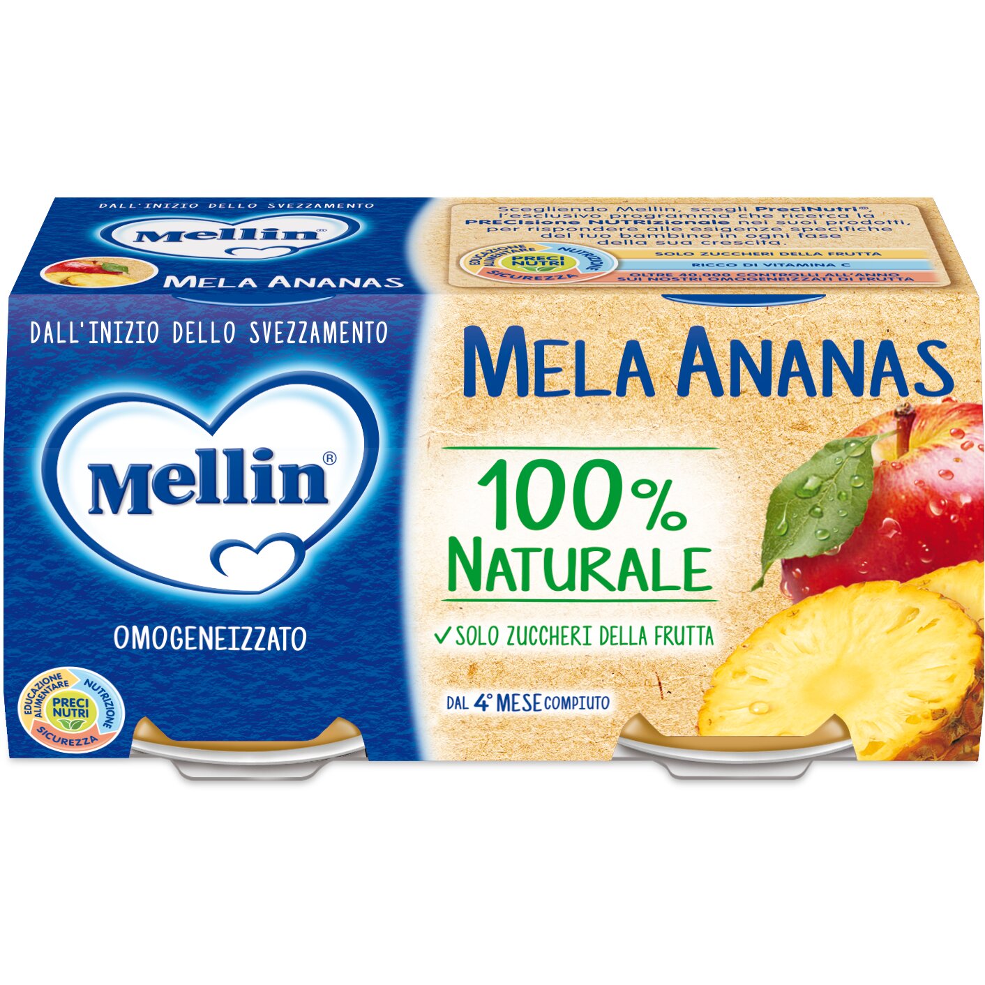 Mellin Omogeneizzato Mela/Ananas 2x100g-2