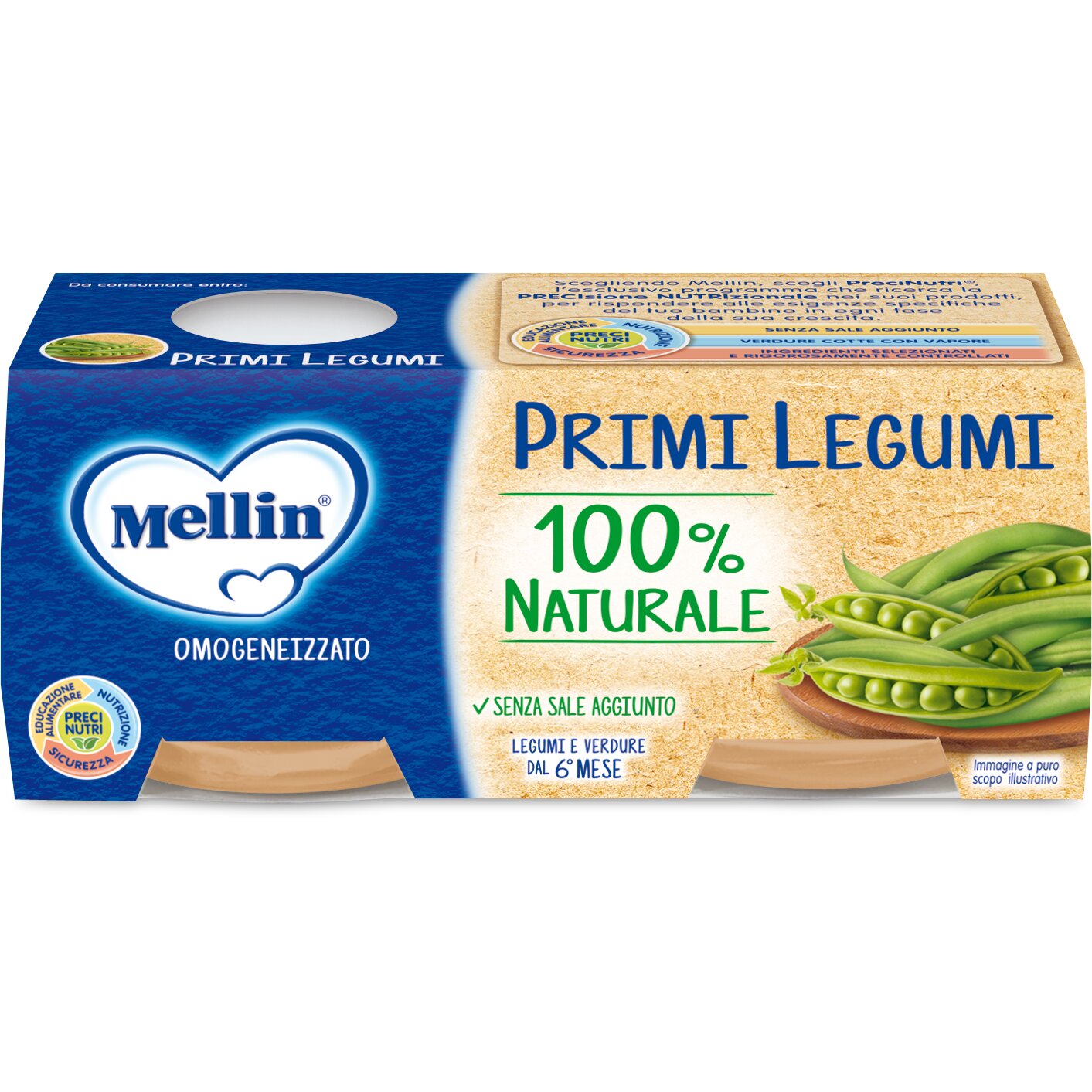 Mellin Omogeneizzato Primi Legumi 6mesi+ 2x80g-2