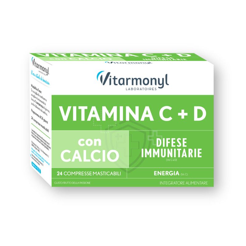 Vitarmonyl Vitamina C+D integratore alimentare 24 compresse masticabili-1