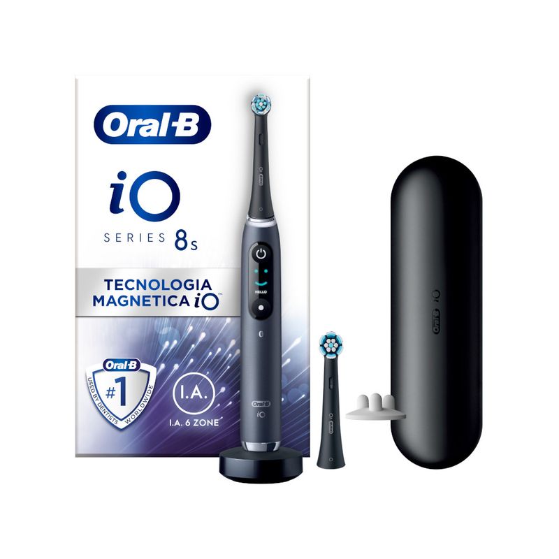 Oral-B iO 8 spazzolino elettrico ricaricabile colore nero + 2 testine di ricambio-1