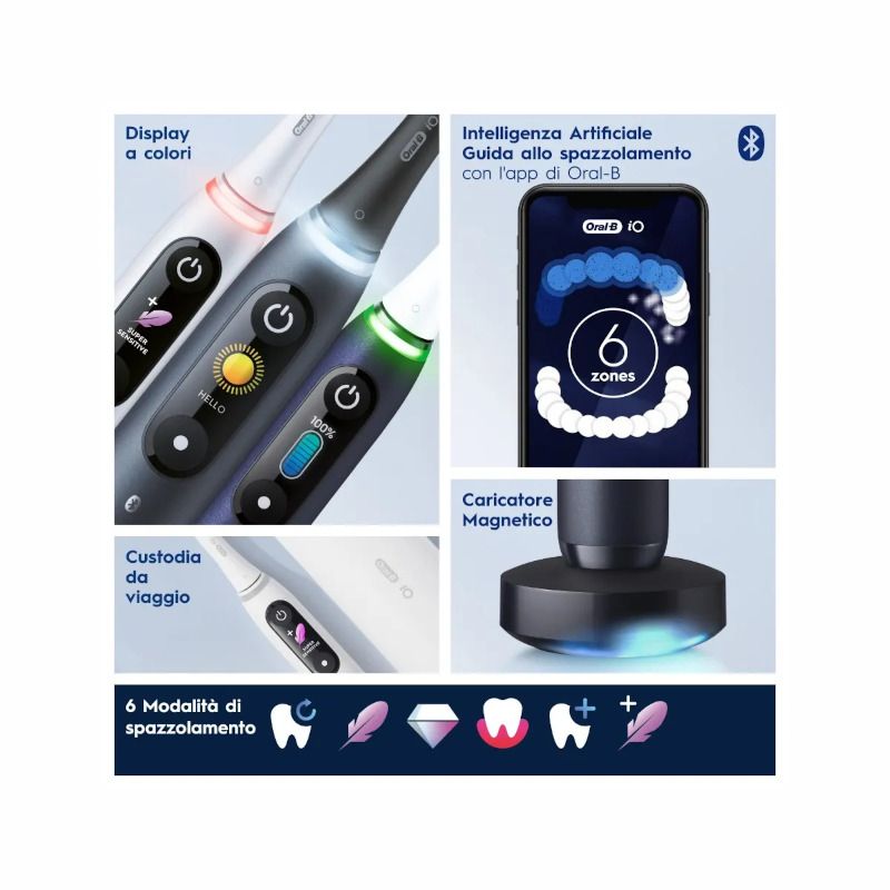 Oral-B iO 8 spazzolino elettrico ricaricabile colore nero + 2 testine di ricambio-3
