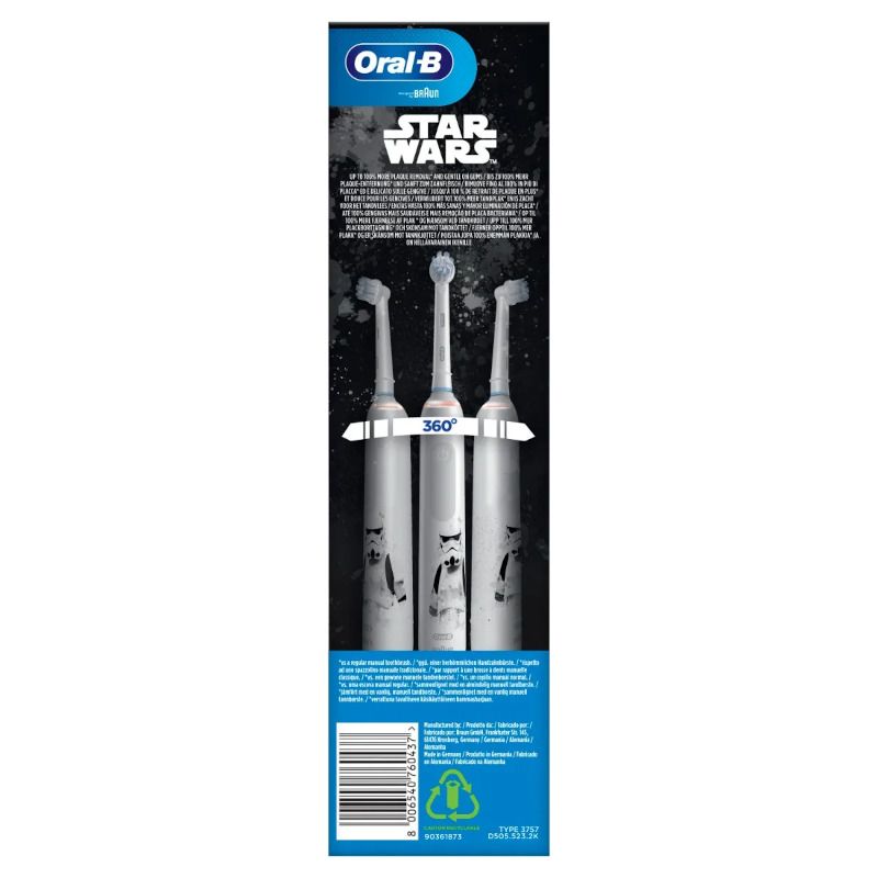 Oral-B Pro 3 Junior Star Wars 6 anni+ spazzolino elettrico ricaricabile + 2 testine di ricambio-6