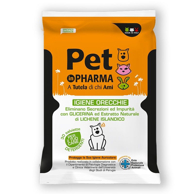 Pet In Pharma Igiene orecchie Salviette detergenti per cani 30 pezzi-1