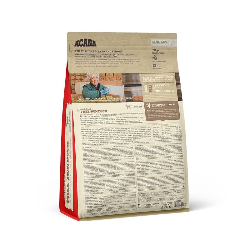 Acana Cane Free-Run Duck Singles Crocchette Anatra e Pera Sacco 2kg-2