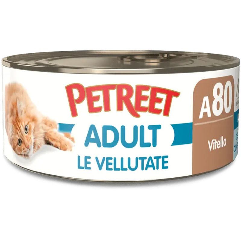 Petreet Vellutate Vitello Cibo Umido Gatto Adulto Barattolo 70g-1