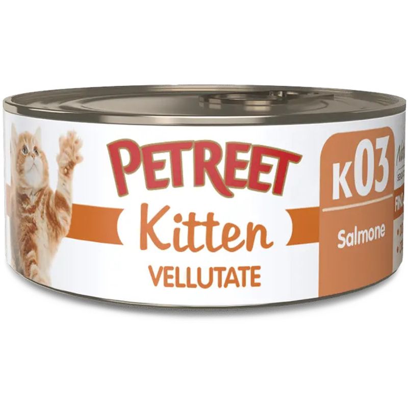Petreet Vellutate Salmone Cibo Umido Gattino Barattolo 60g-1