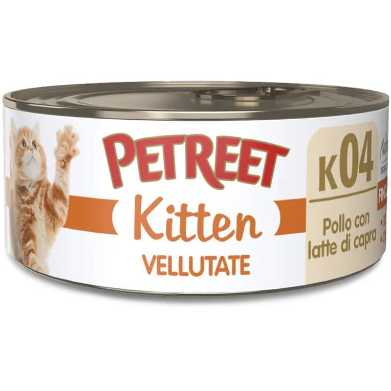 Petreet Vellutate Pollo Con Latte Capra Cibo Umido Gattino Barattolo 60g-1