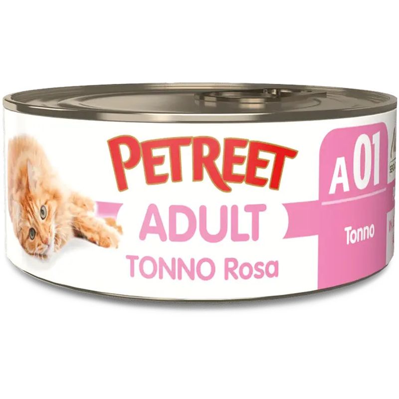 Petreet Tonno Rosa Gatto Adulto Barattolo 140g-1