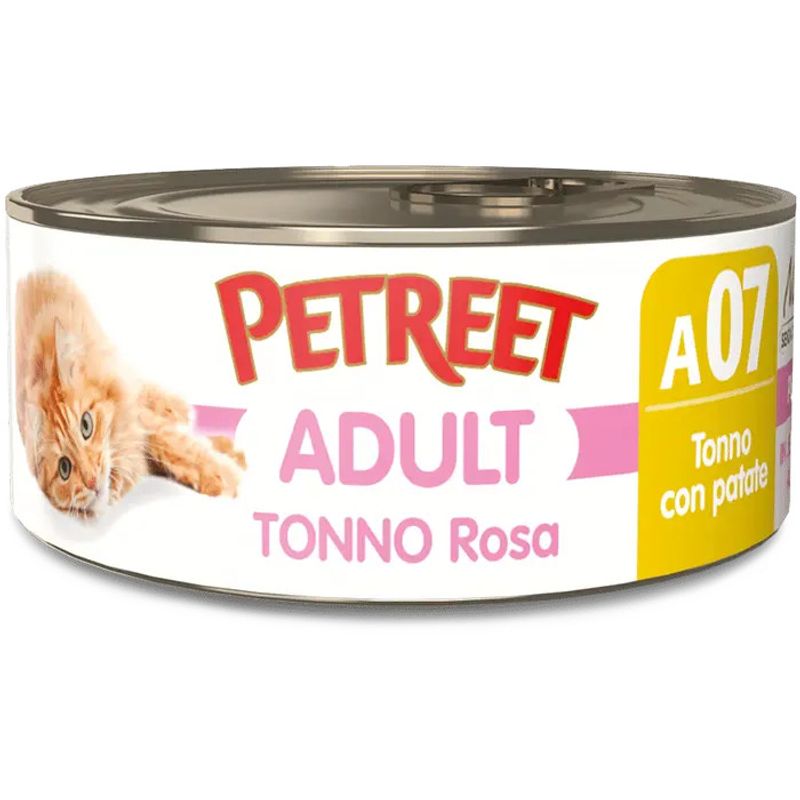 Petreet Tonno Rosa Con Patate Cibo Umido Per Gatto Adulto Barattolo 140g-1