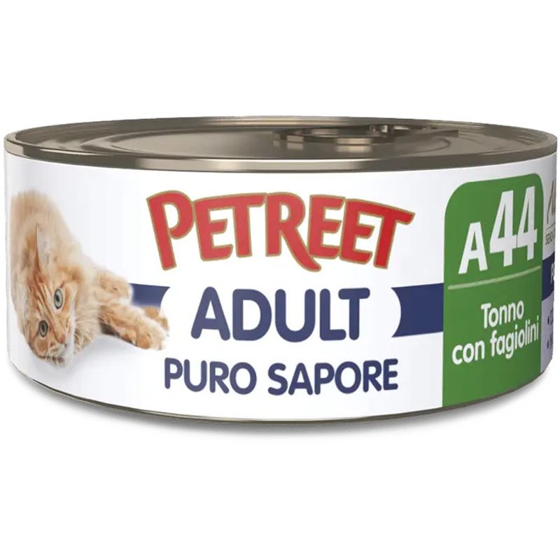 Petreet Puro Sapore Tonno Con Fagiolini Cibo Umido Per Gatti Adulti Lattina 70g-1