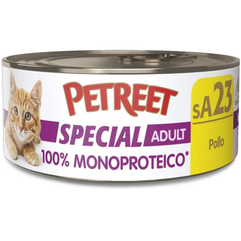 Petreet Monoproteico Pollo Cibo Umido Gatto Adulto Barattolo 60g-1