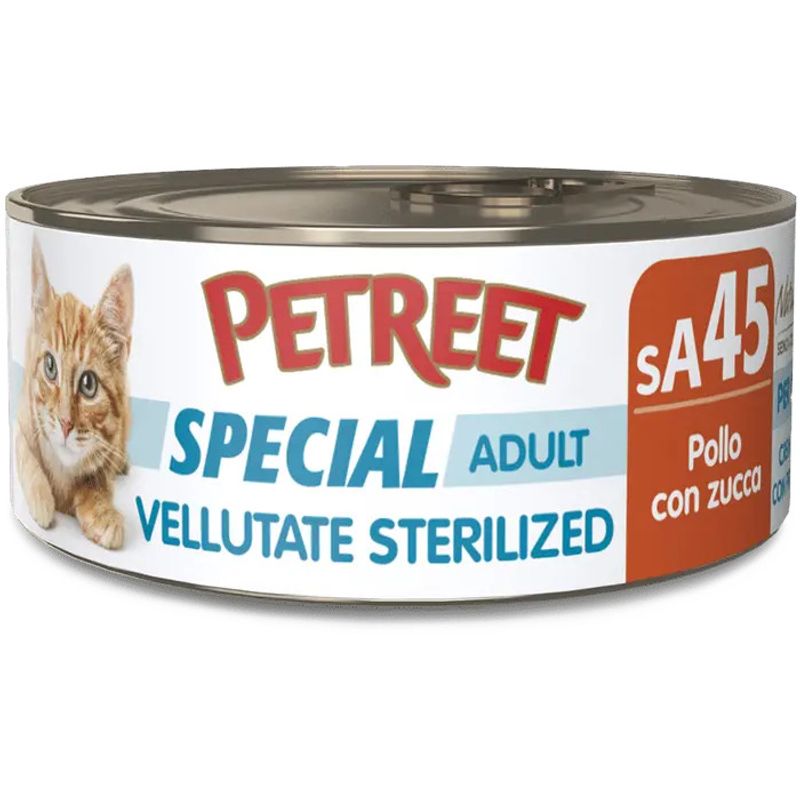 Petreet Vellutate Pollo Con Zucca Cibo Umido Gatto Sterilizzato Barattolo 70g-1