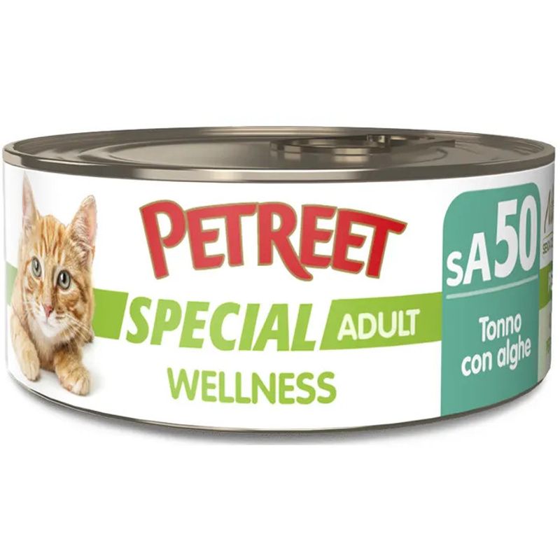 Petreet Wellness Tonno Con Alghe Cibo Umido Gatto Adulto Barattolo 70g-1