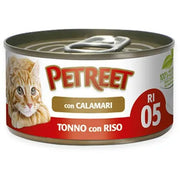 Petreet Tonno Riso Con Calamari Cibo Umido Per Gatti Adulti Lattina 85g-1