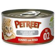Petreet Tonno Riso Con Surimi Aroma Granchio Cibo Umido Per Gatti Adulti Lattina 85g-1