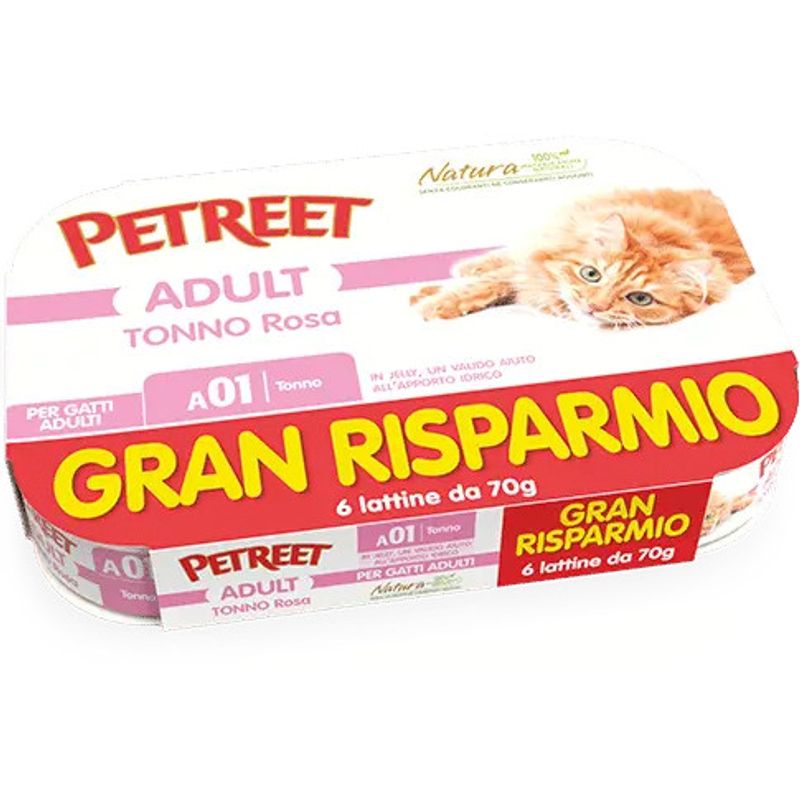 Petreet Tonno Rosa Cibo Umido Gatto Adulto 6x70g-1
